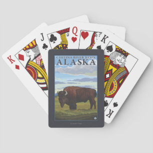 Baraja De Cartas Escena del bisonte - cuenca de río de Chitina,