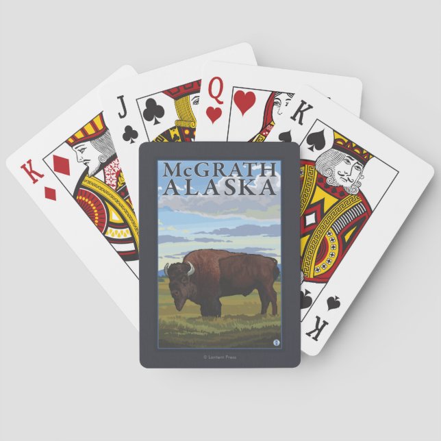 Baraja De Cartas Escena del bisonte - McGrath, Alaska (Reverso)