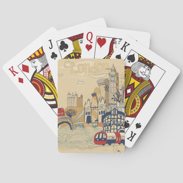 Baraja De Cartas Escena del Doodle de Londres (Reverso)