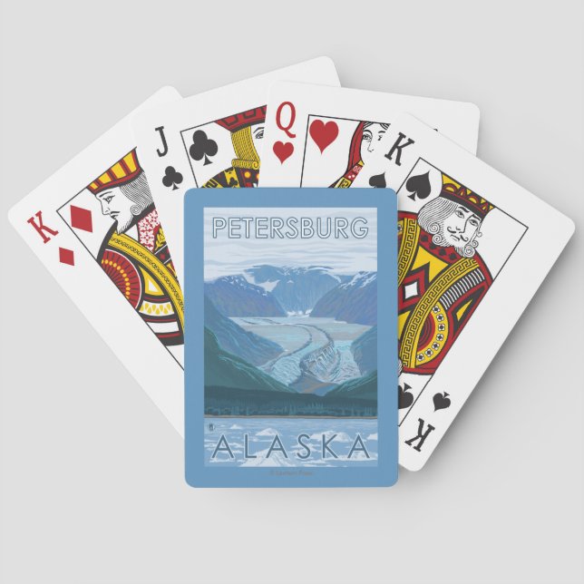 Baraja De Cartas Escena del glaciar - Petersburgo, Alaska (Reverso)