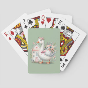 Baraja De Cartas Escena Floral de Casa de Ganso de Cabaña