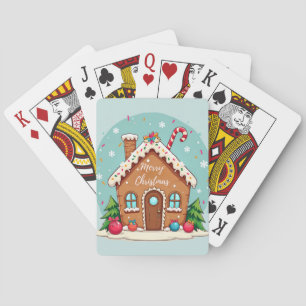 Baraja De Cartas Escena navideña caprichosa de casa de jengibre