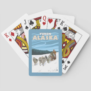 Baraja De Cartas Escena Sledding del perro - el Yukón, Alaska