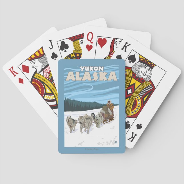 Baraja De Cartas Escena Sledding del perro - el Yukón, Alaska (Reverso)