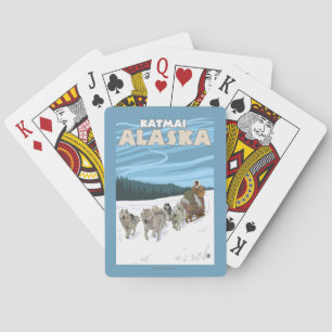 Baraja De Cartas Escena Sledding del perro - Katmai, Alaska