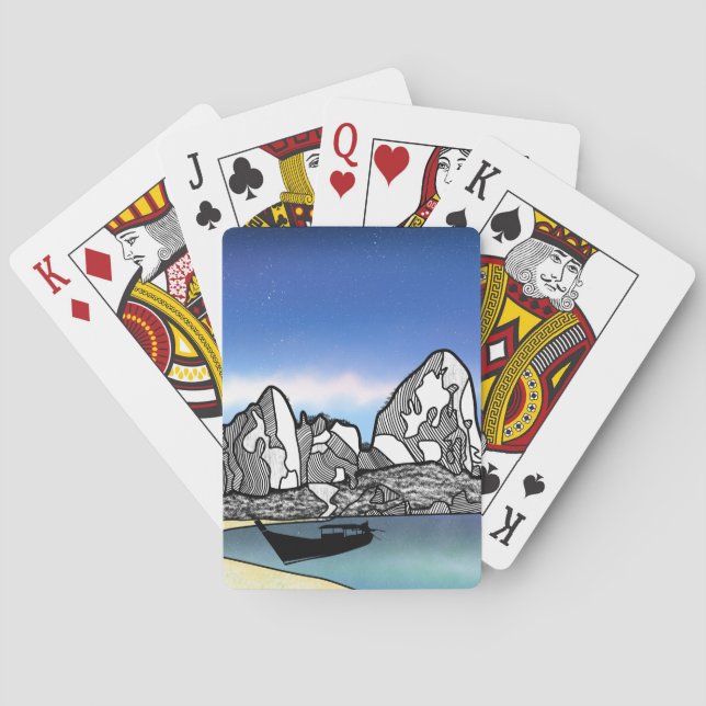 Baraja De Cartas Escenario de playa tropical de Tailandia (Reverso)