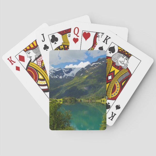 Baraja De Cartas Escenario del lago Floen, Noruega (Reverso)