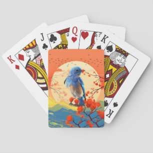 Baraja De Cartas Escenario japonés moderno de naturaleza con pájaro