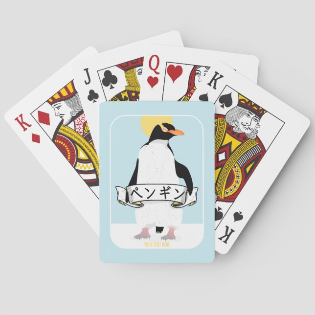 Baraja De Cartas Escritura pingüino japonesa que lee el pingüino (Reverso)