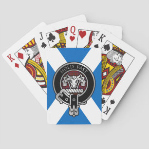 Baraja De Cartas Escudo de Clan MacLeod y Tartán Rojo sobre Saltire
