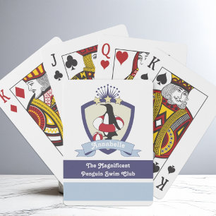 Baraja De Cartas Escudo del Club de Natación Personalizado Cute Niñ