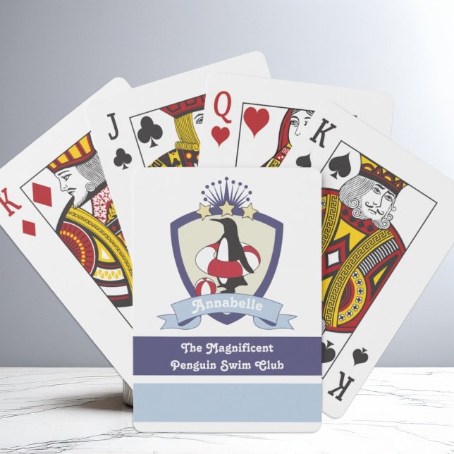 Baraja De Cartas Escudo del Club de Natación Personalizado Cute Niñ (Subido por el creador)