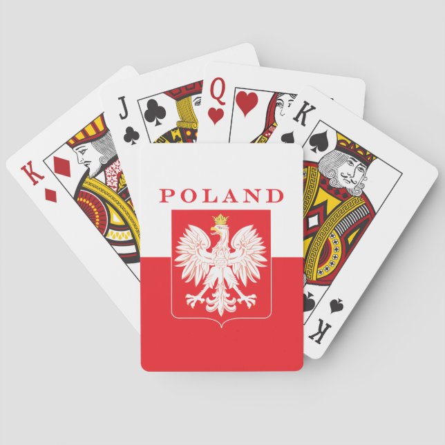 Baraja De Cartas Escudo del rojo de Polonia Eagle (Reverso)
