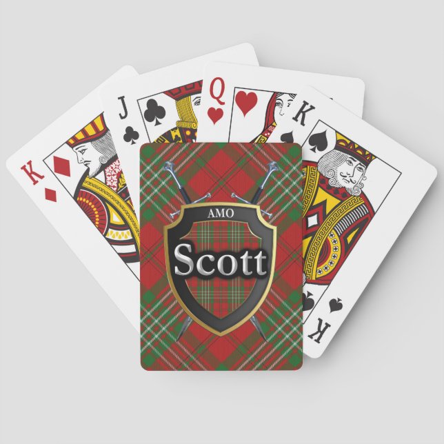 Baraja De Cartas Escudo Escocés Clan Scott & Marca de Espadas (Reverso)
