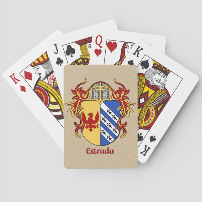 Baraja De Cartas Escudo heráldico de Estrada con Mantling (Reverso)