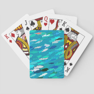 Baraja De Cartas Escuela de Pescado, Turquesa, Azul y Aqua