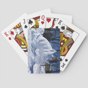 Baraja De Cartas Escultura de Nieve de Caballo, Quebec, Canadá