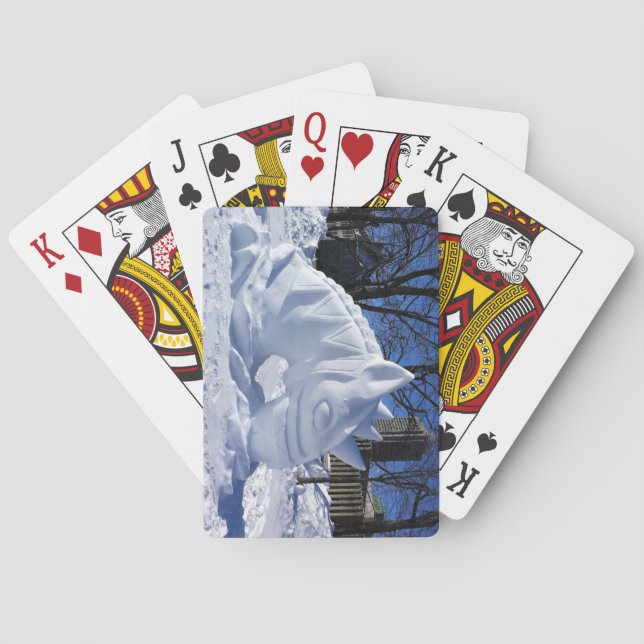 Baraja De Cartas Escultura de Nieve de Caballo, Quebec, Canadá (Reverso)