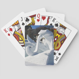 Baraja De Cartas Escultura de nieve de rana, Quebec, Canadá