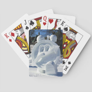 Baraja De Cartas Escultura de Nieve Reloj, Quebec, Canadá