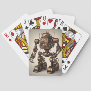 Baraja De Cartas Escultura de Robot Steampunk de bronce