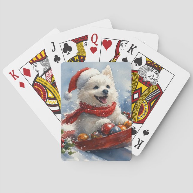 Baraja De Cartas Eskimo americano en Sledge Let it Snow Navidades (Reverso)