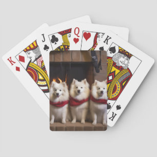 Baraja De Cartas Eskimo Americano junto a la Chimenea Navidad