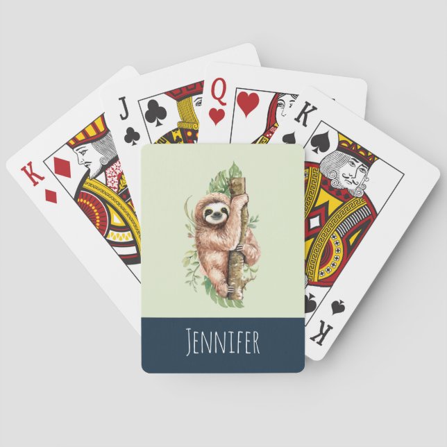 Baraja De Cartas Eslora de acuarela y hojas tropicales (Reverso)