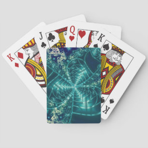 Baraja De Cartas Espacio   Arte fractal azul y blanco