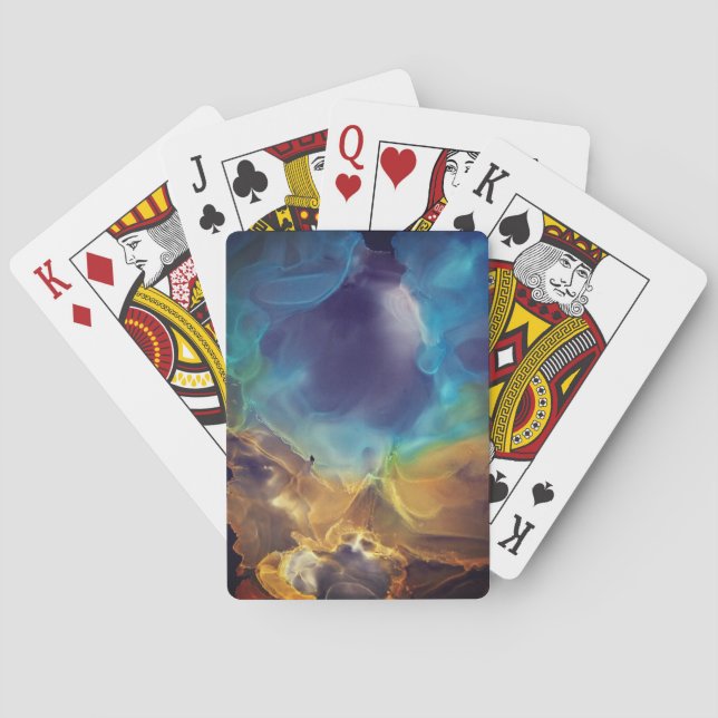 Baraja De Cartas Espacio Nebula amarillo azul Alcohol Tinta arte (Reverso)