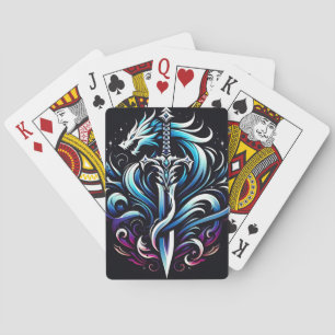 Baraja De Cartas Espada de dragón místico guerrero de fantasía llam
