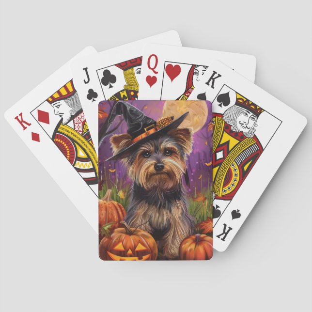 Baraja De Cartas Espeluznante Biewer Terrier Halloween Bruja Y Cala