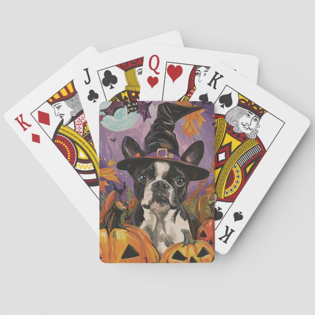 Baraja De Cartas Espeluznante Bruja De Halloween Y Calabaza De Bost (Reverso)