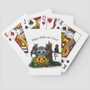 Baraja De Cartas Esperando Halloween , Cute Bat y Raven