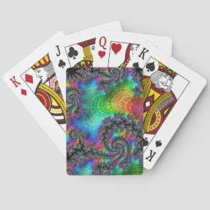 Baraja De Cartas Espiral Fractal de Arcoíris Psicodélico Hippie Alu