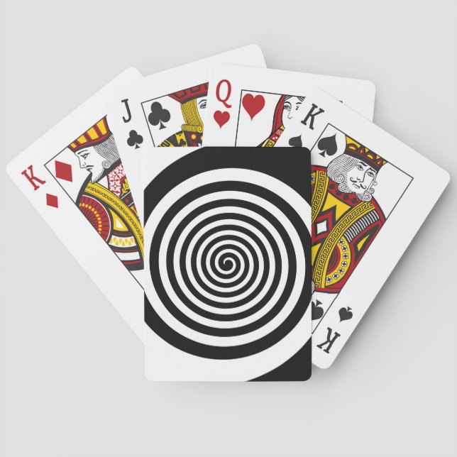 Baraja De Cartas Espiral hipnótica en blanco y negro (Reverso)