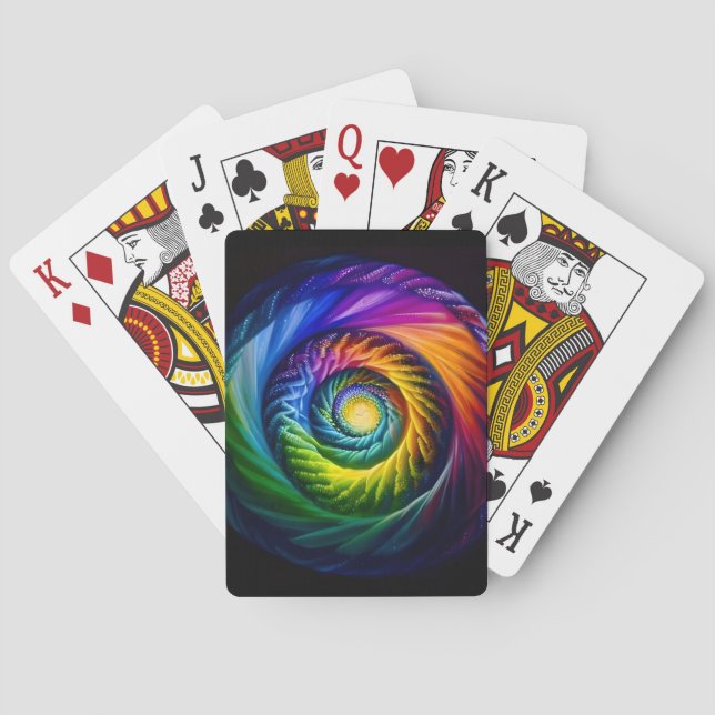 Baraja De Cartas Espirales de arcoíris hacia afuera (Reverso)