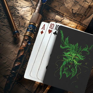 Baraja De Cartas Espíritu del Bosque Hombre Verde Místico Cara de H