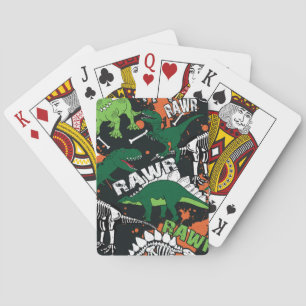 Baraja De Cartas Esqueleto de dinosaurio, patrón ininterrumpido.