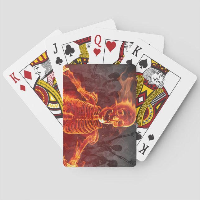 Baraja De Cartas Esqueleto en llamas (Reverso)
