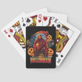 Baraja De Cartas Esqueleto malvado de Halloween, Calabaza