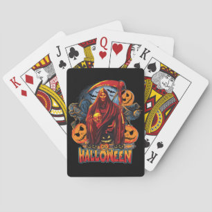Baraja De Cartas Esqueleto malvado de Halloween, Calabaza