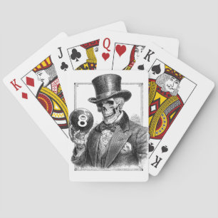Baraja De Cartas Esqueleto Vintage con Sombrero de Copa y Bola 8