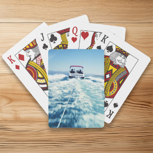 Baraja De Cartas Esquí acuático detrás de una lancha motora, foto v