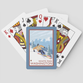 Baraja De Cartas Esquí de nieve cuesta abajo - Paso blanco, Washing