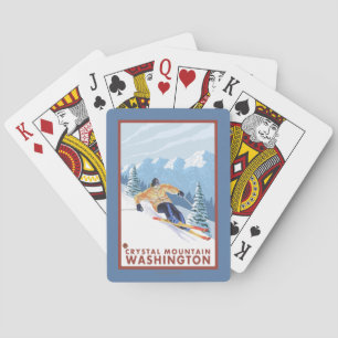Baraja De Cartas Esquiador de la nieve de Downhhill - montaña