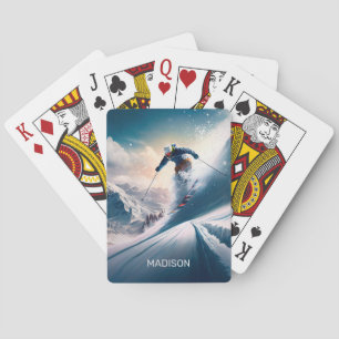 Baraja De Cartas Esquiador de montaña de nombre personalizado
