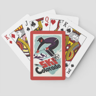 Baraja De Cartas Esquiador negro y púrpura vestido