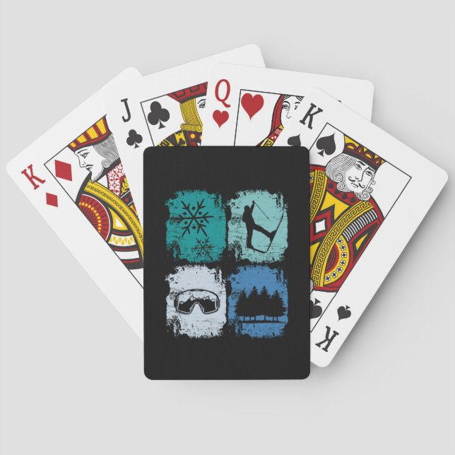 Baraja De Cartas Esquiadores Deportes de Invierno (Reverso)