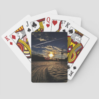 Baraja De Cartas esquiar al atardecer